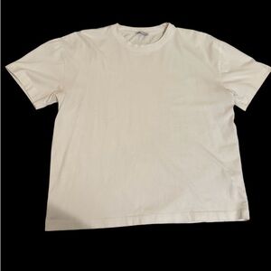 Zara Basic Cream White T-Shirt Minimalist Crew Neck Tee Men’s XL